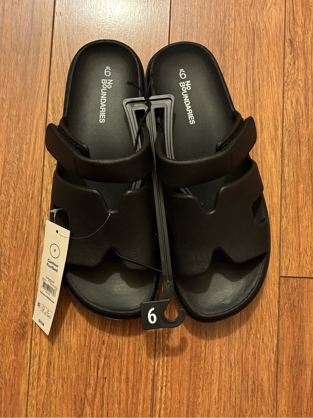 No Boundaries Black Adjustable Slide Sandals